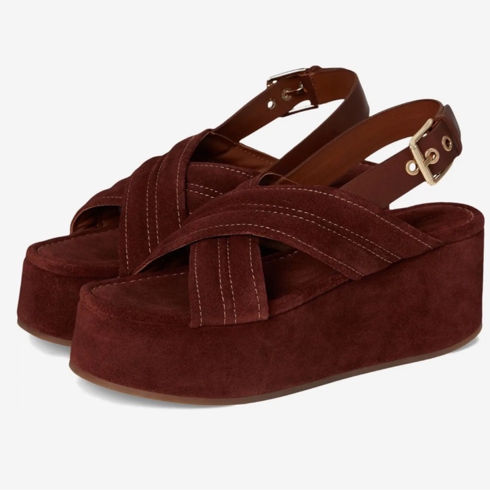 NWT Free People Beach Party Platform Suede Sandals Sz 8 (no original box)